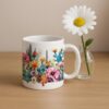 Icora Ceramic Coffee Mug 330Ml With Colorful Cactus Floral Print For Tea Coffee Lovers/Pack Of 1