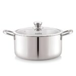 Cello Tri-Ply 20 Cm Stainless Steel Cookware Casserole, 3 Ltr | Tri-Ply Bottom Casserole With Glass Lid | Induction And Gas Stove Friendly | For Biryani/Pulao/Halwa/Curries | Silver