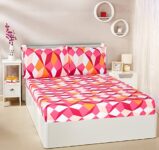 Amazon Brand – Solimo Romalis 120 Tc Cotton Double Bedsheet With 2 Pillow Covers – Multicolor