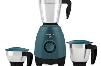 Havells Eso 750 Watt Mixer Grinder | 3 Stainless Steel Jars With Handles | 304 Rust-Resistant Ss Blades | 21000 Rpm High-Speed Motor | 5-Year Motor Warranty | Heavy-Duty Mixie (Teal)