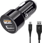 Ambrane 27 W Qualcomm Certified Turbo Car Charger(Black, With Usb Cable)