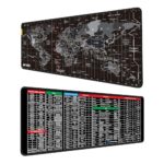 Ant Esports Dual Sided Atlas and Excel Shortcuts Mousepad Gaming Extended Mousemat for Mouse Keyboard Stitched Edges Waterproof Non-Slip Base Mousepads for Office Home Shop Gaming Extra Large_Black