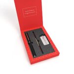 Home Paperkraft Expressions Gift Set – 1 Ceramic Roller ball Metal Pen with Gold trims 0.6 mm Stainless Steel Tip + 1 Stainless Steel Key Chain + 1 Free* Rakhi Band