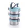 GANESH 3 Layer Portable Lunch Box with Attractive Spoon for Office & School Use/Food Grade/Air Tight/Easy to Carry/Leak Proof (1100ml) Green