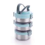 Home GANESH 3 Layer Portable Lunch Box with Attractive Spoon for Office & School Use/Food Grade/Air Tight/Easy to Carry/Leak Proof (1100ml) Green