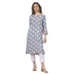 Home Mode Women’s Rayon Printed Regular Kurta (MFK0054_Blue