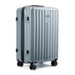 Home MOVE-MEANT ROAMIFY Medium Cabin Suitcase 66 Cm 8 Wheels Number Lock Poly Carbonate Silver Trolley Bag for Men & Women | 360 Degree Wheeling System Luggage | Trolley Bags for Travel