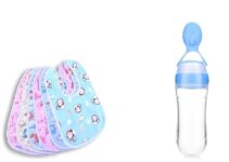 Home ANTIL’S 6pcs Waterproof Baby Bib/Apron & 1 Pcs Spoon Feeder Combo Pack