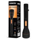 Home Duracell LED Torch Light, Super Bright, 12000 LUX, Ultra-Light and Easy to Carry Design, Large Reflector, for Everyday Use, 3AA Batteries Free, Black