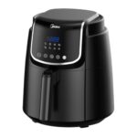 Home Midea 5L Air Fryer | 1500W Power | Digital display with 8 preset menu settings | Crisp Frying, Grill, Roast, Steam & Bake | Auto Cut-Off | 90% Less Oil | Non Stick Coating & Crisper Basket
