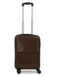 Home Teakwood Small Size 8 Wheels Trolley Bag, Hard Cabin with Zipper Closure, Adjustable Push Button & Cross Side Strap, Number Lock System 360 Degree (Small, Brown)