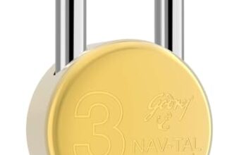 Godrej Locks I Navtal Ultra XL+I 4 Dimple Keys I Padlock for Main Door I Gate Lock I Tool Box,Shutters,Shops & Offices I Corrosion Resistant Shackle I Brass Material & Brass Finish | 1 Year Warranty
