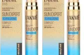 LAKMÉ Sun Expert 1% Hyaluronic water-light Sunscreen gel SPF 50 Pa++++ Best for Oily Skin | Even toned & Glowing Skin | Non-Sticky| Helps reduce pigmentation | UVA/B Protection, No White Cast 56G