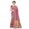 Yashika Women’s Trendy Banarasi Kanjivaram Pink Color Art Silk Saree with Blouse Material (MALIYA PINK)