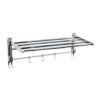 BonKaso Stainless Steel Rectangular 180° Degree Folding Towel Holder, Pack of 1, Chrome, 24 Inches