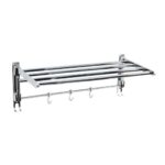 BonKaso Stainless Steel Rectangular 180° Degree Folding Towel Holder, Pack of 1, Chrome, 24 Inches