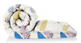 BSB HOME Snuggle Up 3.O Summer/All Season Printed Reversible Double Bed Glace Cotton Microfiber Comforter Blanket | Quilt |AC Dohar | Duvets – (120 GSM, Almond Big Leaf)
