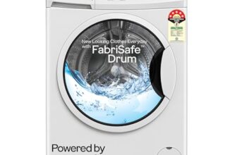Godrej 8 Kg 5 Star, Ai Powered, Inbuilt Heater, Fabrisafe Drum, Eco Wash, Unbalanced Load Sensor, Stain Wash, Fully Automatic Front Load Washing Machine (Wfeon Crs 8012 5.0 Fkedm Glwh, Glacial White)