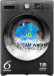 Whirlpool 8 kg 5 Star Inverter Steam Technology, 100+ Tough Stains, 6th Sense Soft Move Fully Automatic Front Load Washing Machine with In-built Heater Grey(XS8014BWME)