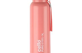 Cello Puro Steel-X Benz 900 Inner Steel Insulated Water Bottle 650ml, Peach | ISI Certified | BPA Free, Leakproof | Sturdy & Durable | Ideal for Office, College, Gym, Cycling, Camping & Outdoor Sports