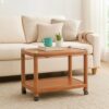Nilkamal CENTBL2 Contemporary Center Trolley Coffee Table/Tea Table/Teapoy for Home/Living Room/Office & Outdoor in Pear Wood Color (Actual Color May Vary)