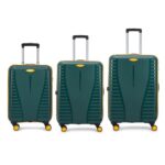 Aristocrat Airpro Plus 3 Pc Set Cabin 55Cm(Small) Check-in 66Cm(Medium) Check-in 76Cm(Large) 8 Wheels Trolley Bags for Travel Hard Case Luggage with TSA Lock (Green) | 7-Year Warranty