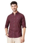 The Indian Garage Co Men’s Checkered Slim fit Casual Shirt (1218-SH06-10_Maroon M-102CM)