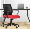 Da URBAN® Bella Mid-Back Revolving Mesh Ergonomic Chair for Home & Office with Tilt Lock Mechanism, Armrest & High Comfort Seating (Red)