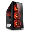 Sharkoon TG4 Mid Tower PC Computer Case I Support Mini-ITX, Micro-ATX, ATX Motherboard I Side Panel Tempered Glass with 4 x 120 mm Red LED Fan (pre-Installed) – Black