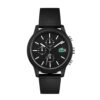 Lacoste Lacoste.12.12 Qtz Fashion Chrono Black Round Dial Men’s Watch|Black Silicone Material|Black Color Band – 2010972