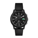 Lacoste Lacoste.12.12 Qtz Fashion Chrono Black Round Dial Men’s Watch|Black Silicone Material|Black Color Band – 2010972