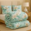 BSB HOME Premium Microfiber Printed Double Bed Comforter with 2 Matching Pillow Covers | All-Season Reversible AC Blanket for Winter & Summer | Soft & Lightweight Quilt for Double Bed – Seafoam Green