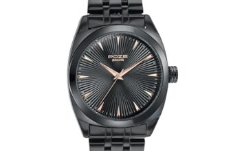 Sonata Poze 6 Graphite Groove Gents Quartz Black Round Dial Men’s Watch | Stainless Steel Strap Material | Watches for Men Analog – SP70077NM01
