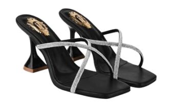 Shoetopia girls 1266 Black Heeled Sandal – 6 UK (Girls-1266-Black)