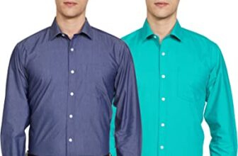 Amazon Brand – Symbol Men’s Cotton Formal Shirt | Casual | Plain | Full Sleeve | Combo Pack of 2 – Regular Fit (Available in Plus Size) (Navy&Teal Green_44)
