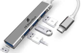 F5 SmartTech 4 in 1 Type C 4 Ports High Speed 3.0 USB Hub for Laptop USB Type C MacBook Pro Air C-Type Smartphones USB Extender USB Hub