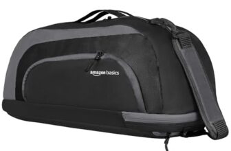 Amazon Basics Polyester Gym Duffle Bag with Shoe Compartment | 3-in-1 Versatile Bag for Gym, Travel, and Sports | Detachable Shoulder Strap | for Men & Women | 31L (Black Grey)