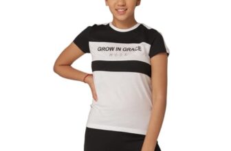 Mode By Red Tape Girl’s Color-Blocked Regular T-Shirt (GHT0041_Black ES/31)