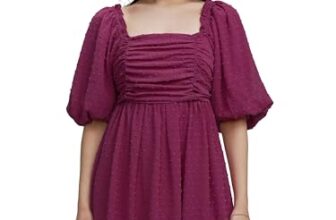 Tokyo Talkies Women Short Sleeve Square Neck Casual FIT TTJ6010897 S Fuchsia