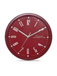 French Connection Stylish Analog Wall Clock for Home Hall Living Bedroom Kitchen with Maroon Dial – Size: 12 Inches – FCWC03-B