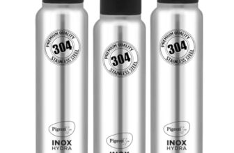 Pigeon Inox Hydra 1000 900 ml Sipper (Pack of 3, Black, Steel/Chrome, Steel)
