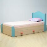 Smartsters Single Bed with Storage for Kids | Engineered Wood | Double Drawers | Soft Edge | Secret Den Child-Friendly Design | Marine Teal | 40 x 81 x 38 inches | Easy Pull-Out Storage