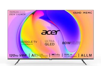 acer 109 cm (43 inches) Super Series 4K Ultra HD Smart QLED Google TV AR43QDXGU2875AT (Black)