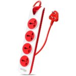 Gizga Essentials 1500W/6A Multi Plug Extension Board with 4 Universal Sockets for Office & Home Appliances, Fuse Protector, Power Indicator, 1.5M Cord, Durable Switch, Flame Retardant Material