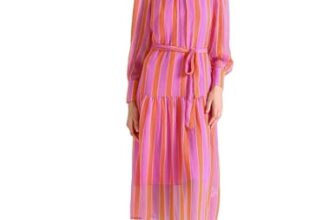 U.S. POLO ASSN. Women’s Polyester Blend Fit Flare Midi Casual Dress (UWSS24DRS117_Purple and Orange