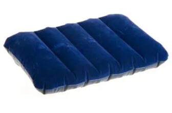 BLISSCLOUD Inflatable Travel Pillow – Velvet Travel Pillows for Backpacking & Airplane | Lumbar Support | Blow Up Pillows, Ultralight Compressible, Comfortable & Ergonomic Pillows – Blue Color