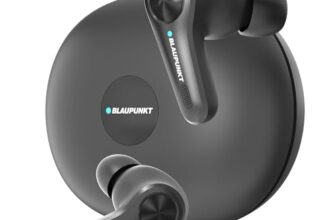 Blaupunkt BTW300 Rhodium Moskha Hybrid ANC in Ear Wireless Earbuds with 50Db I 6 Mics CRISPR ENC I Blink Pair Tech I Ambient Mode Noise Cancelling I Turbovolt Fast Charging(Ebony Black)
