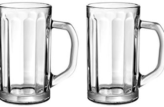 Amazon Brand – Solimo Ariel Glass Beer Mug Set, 470ml, Set of 2, Transparent