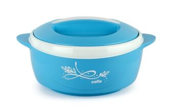 Cello Sapphire Insulated Inner Steel Casserole for Roti, 1250ml, Blue | Hot Box for Kitchen | Hot Pot for Home | Chapati Box | Locks in The Cold & Heat for Long | Serving Bowl with Lid