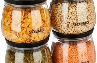 Amazon Solimo Plastic Storage Jar and Container Set I Air Tight & BPA Free Containers for Kitchen Storage Set I Grocery Kitchen Container Set I Multipurpose Jar | 800 Ml Each | Set 4 | Black